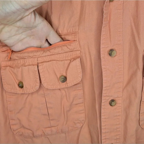 Cabela's Mens Orange Short Sleeve Button Down Fishing Shirt w/ Pockets XL Reg - Picture 6 of 11